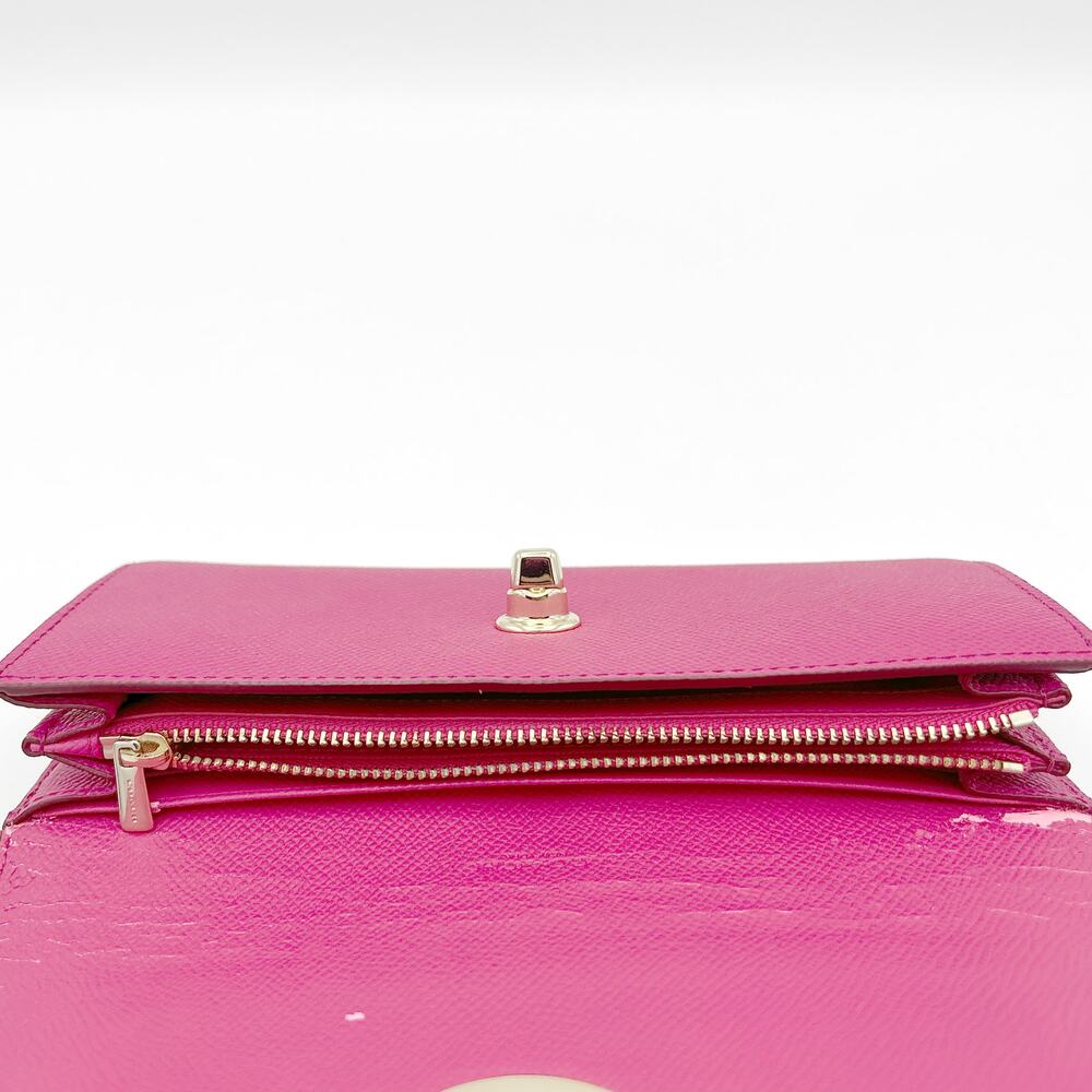 COACH Embossed Textured/Crossgrain Leather Slim Envelope Wallet F52345 (Fuchsia) - Picture 8 of 12